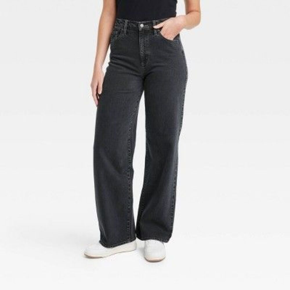 Women's High-Rise Wide Leg Jeans - Universal Thread Black Wash 4